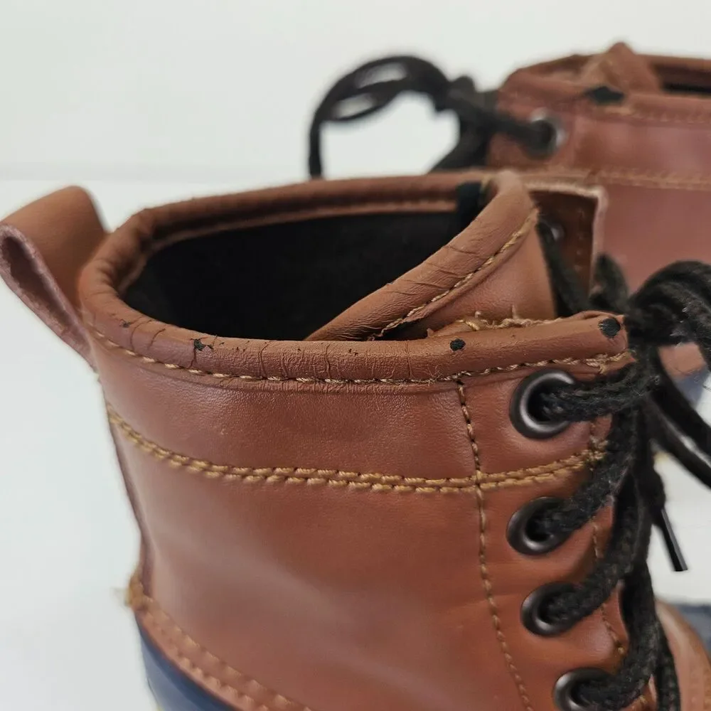 Khombu Kids 12 Montana Duck Boots Brown Blue Insulated ThermoLite Leather Upper